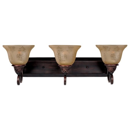 Maxim Three Light Oil Rubbed Bronze Screen Amber Glass Vanity 11232SAOI